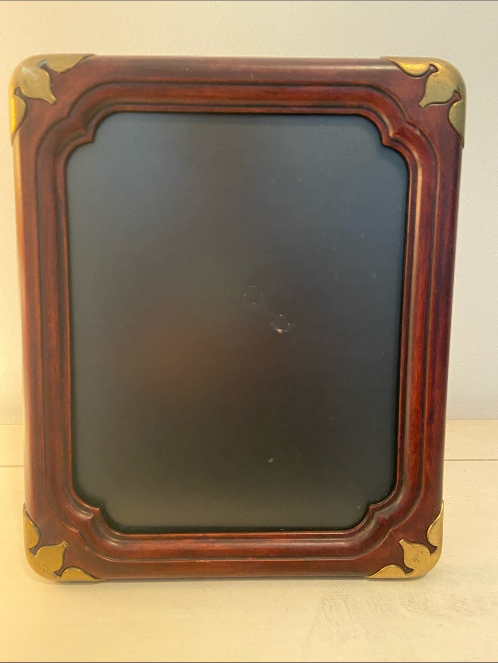 Vintage Campaign Style Wooden Picture Frame With Brass Corner Brackets 8”X10”